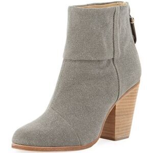 Rag & Bone Newbury Italian Canvas Stonewall Ankle Boot 7.5 Chunky Stacked Heel